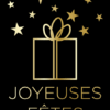 Étiquettes “Joyeuses Fêtes” fond noir dorure à chaud x500