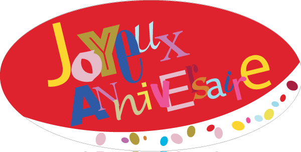 500 Étiquettes "Joyeux Anniversaire" ovale rouge