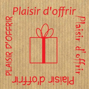 500 Étiquettes "plaisir d'offrir" Kraft impression rouge