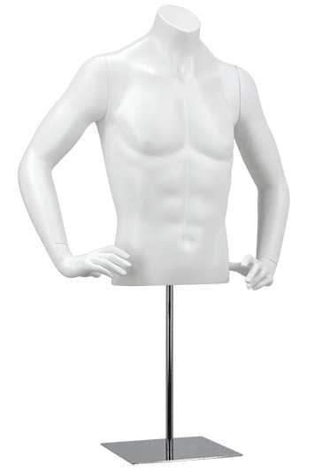 Buste homme court sur base mains hanches