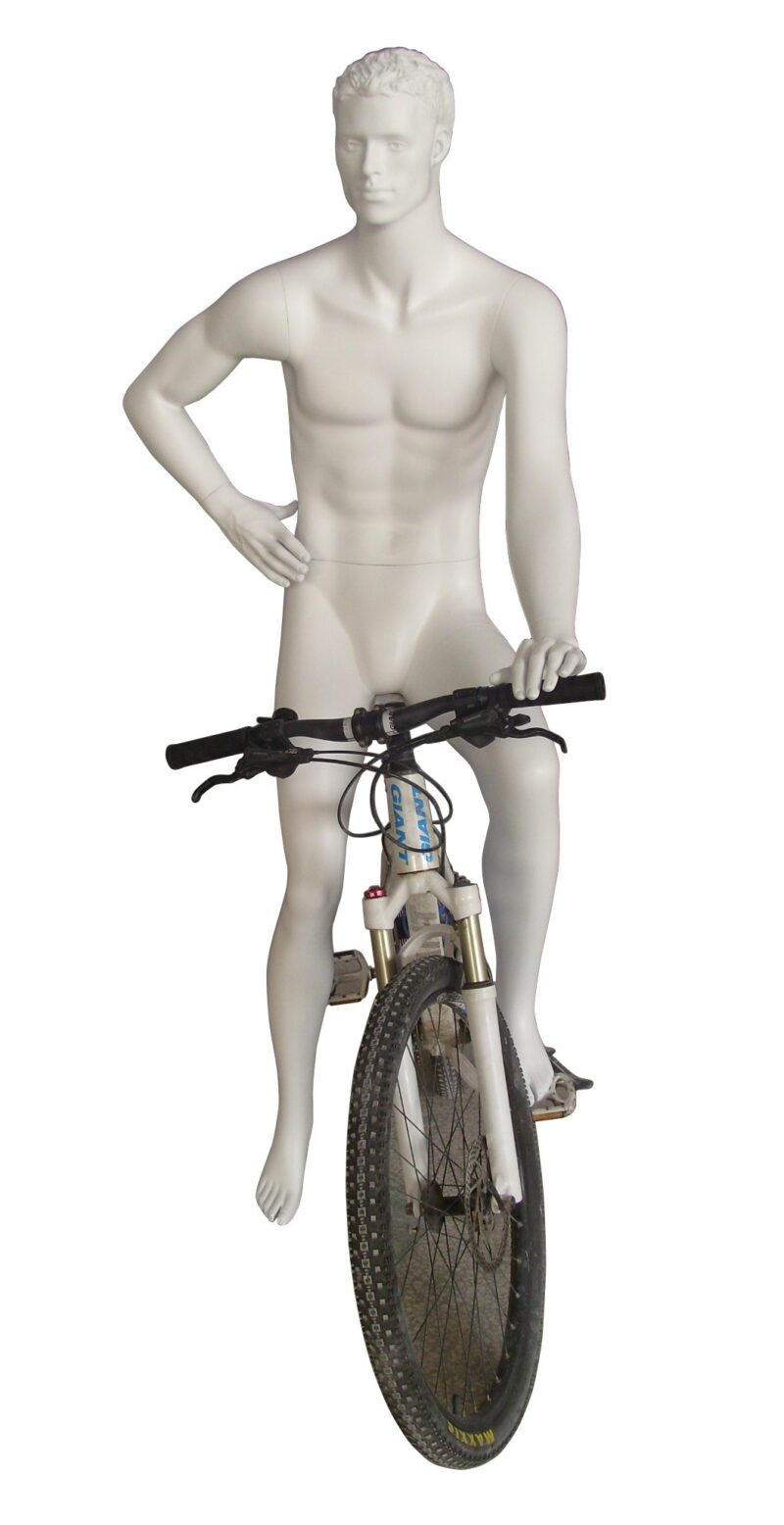 Mannequin sportif homme Cycliste blanc avec tête