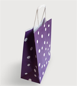 Sac papier kraft pois Aubergine L24xP12xH31 cm x50