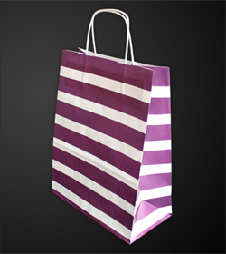 Sac papier kraft rayures Aubergine L24xP12xH31 cm x50