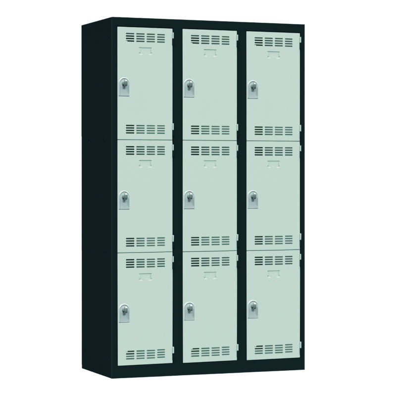 Alternative view of Vestiaire 3 colonnes multicases 120 cm monobloc soudé