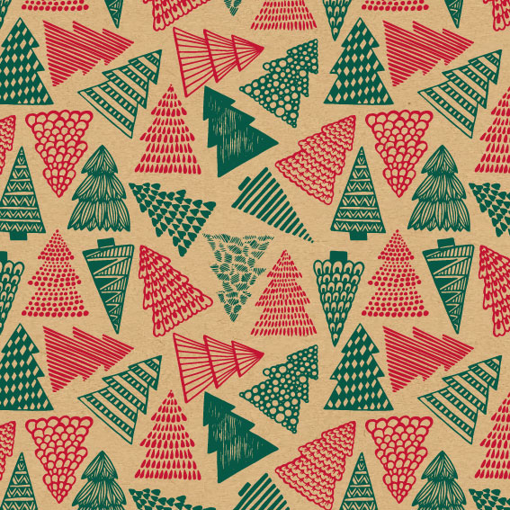 Alternative view of Boîte cadeau Noël sapins kraft x25 – 2 tailles disponibles