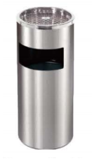 Poubelle inox avec cendrier intégré – Ø25 x H61 cm
