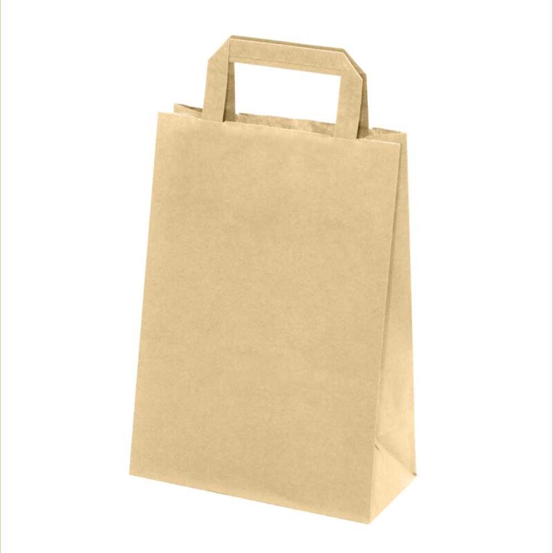 250 Sacs cabas kraft Brun 70g L22xP10xH28 cm poignées plates