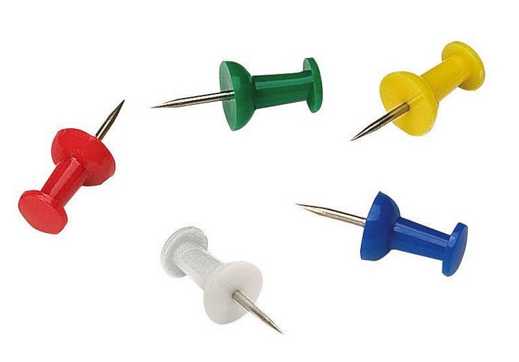 Boîte de 100 punaises push pins opaques assorties