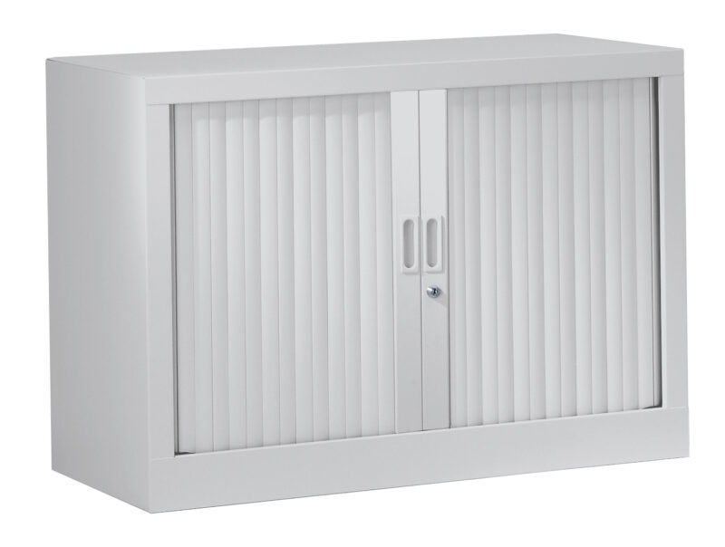 Armoires monobloc à rideau monocouleur – hauteur de bureau 72,5 cm.