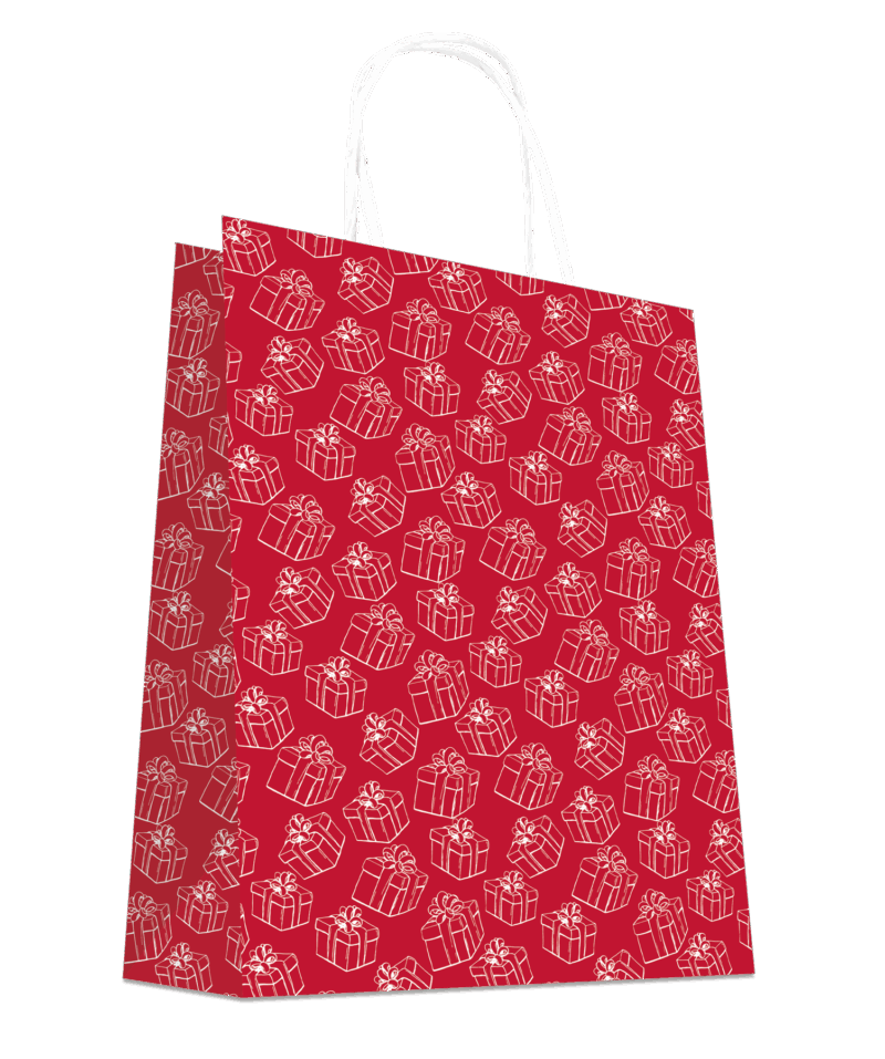 Sacs kraft Noël rouges à motifs cadeaux x50