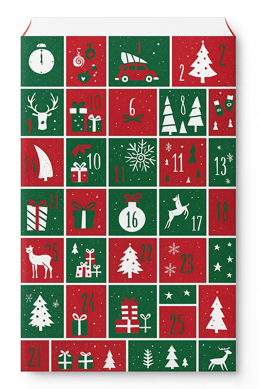 Sachets cadeau Noël Calendrier x 250 – Papier couché 60 g/m²