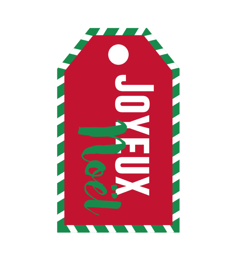 Étiquettes “Joyeux Noël” rouge et vert x500