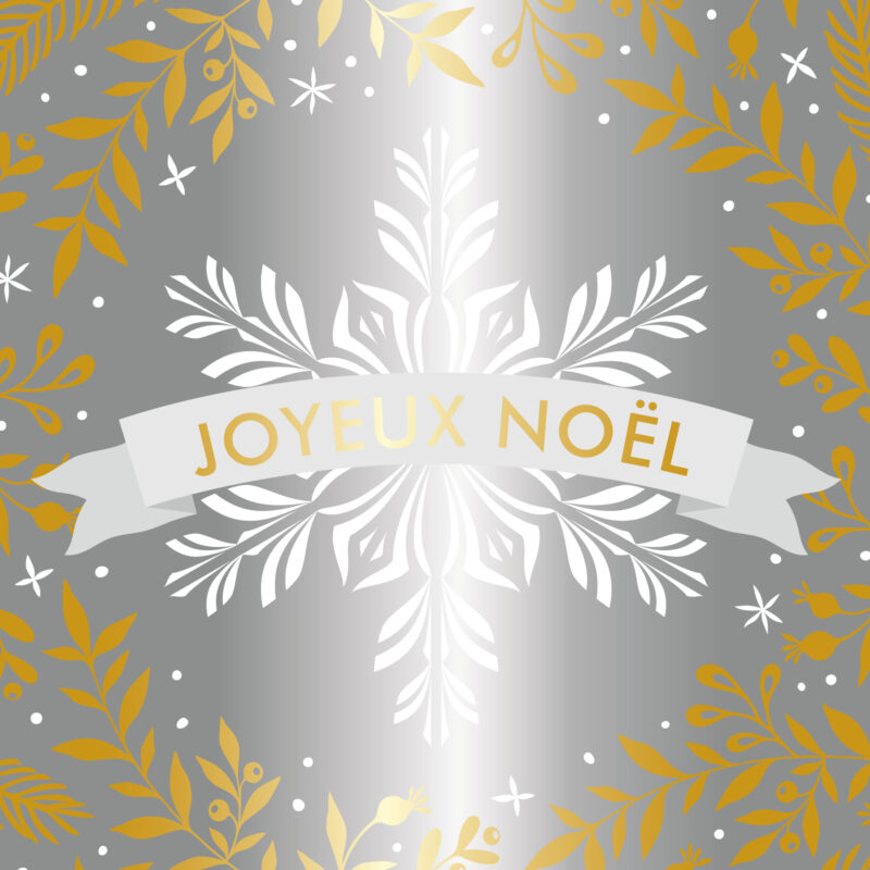 Étiquettes Joyeux Noël argent & or – Dorure à chaud x500